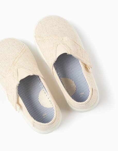 Espadrilles en lin avec fermeture à scratch Beige+Bleu 3 - vertbaudet enfant 