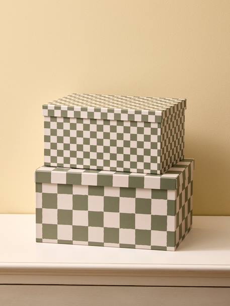 Boîte gigogne damier par lot de 2 Vert 1 - vertbaudet enfant 