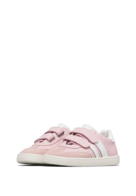 Sneakers en cuir et en daim barefoot pineo vl. Blanc-bleu clair-+Blanc-rose- 10 - vertbaudet enfant 