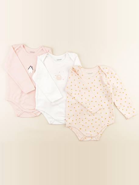 Lot de 3 bodies en coton - 36 mois Blanc, rose 1 - vertbaudet enfant 