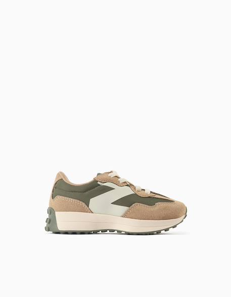 Baskets bi-matière à lacets superlight runner Vert foncé 1 - vertbaudet enfant 