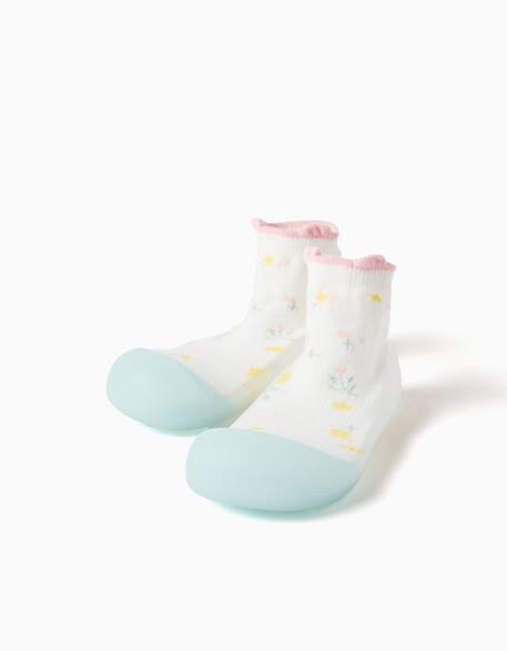 Chaussettes-chaussons à motif floral Blanc 2 - vertbaudet enfant 