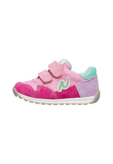 Sneakers en cuir et tissu sammy 3 vl. Beige-vert+Bleu foncé-orange+Céleste-jaune+Gris-bleu+Rose-fuchsia+Sage-rose 23 - vertbaudet enfant 