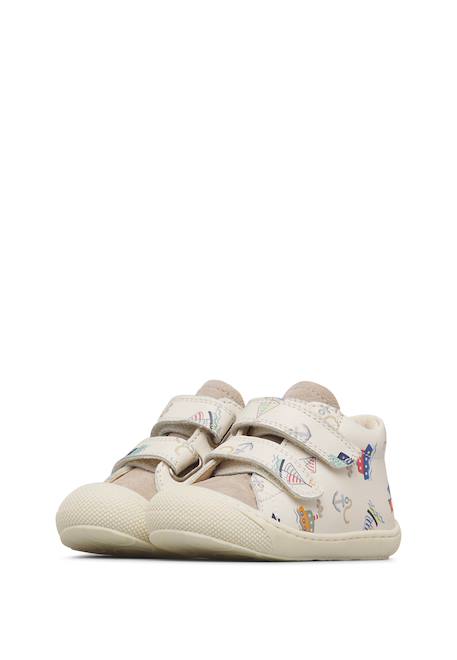 Chaussures premiers pas en cuir et en daim cocoon vl Blanc-gris- 5 - vertbaudet enfant 