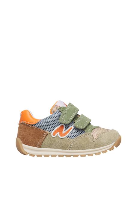 Sneakers en cuir et tissu sammy 3 vl. Beige-vert+Bleu foncé-orange+Céleste-jaune+Fuchsia-vert+Gris-bleu+Rose-fuchsia+Rose-jaune+Rouge-vert+Sage-rose 1 - vertbaudet enfant 