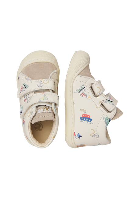 Chaussures premiers pas en cuir et en daim cocoon vl Blanc-gris- 4 - vertbaudet enfant 