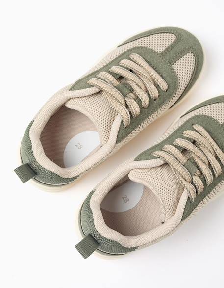 Baskets avec détails en maille et lacets Beige clair 3 - vertbaudet enfant 