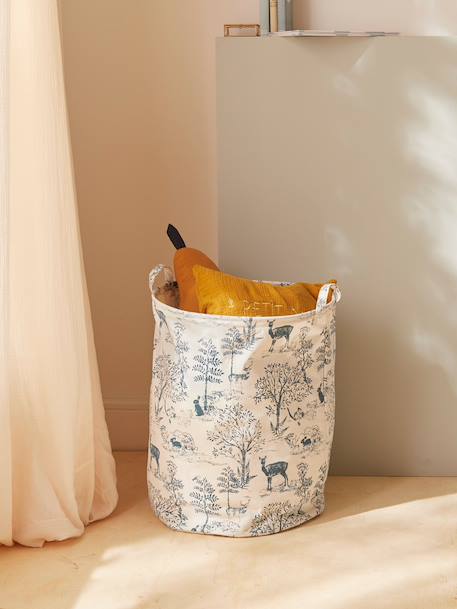 Bac de rangement rond esprit toile de jouy Bleu+Rose+Vert 1 - vertbaudet enfant 