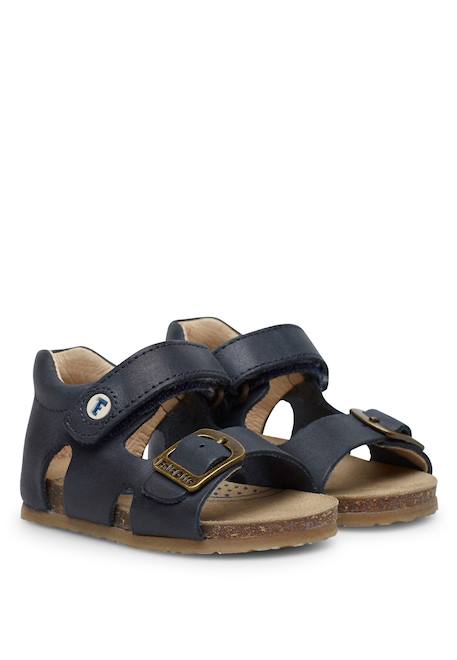 Sandales en cuir avec boucle et scratch bea Bleu-+Gris-+Jaune-+Marine-+Marron-+Orange- 17 - vertbaudet enfant 