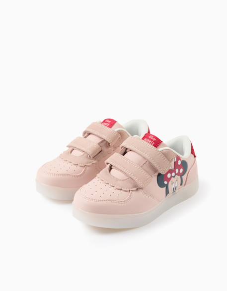 Baskets bi-matière lumineuses avec minnie Rose clair 3 - vertbaudet enfant 