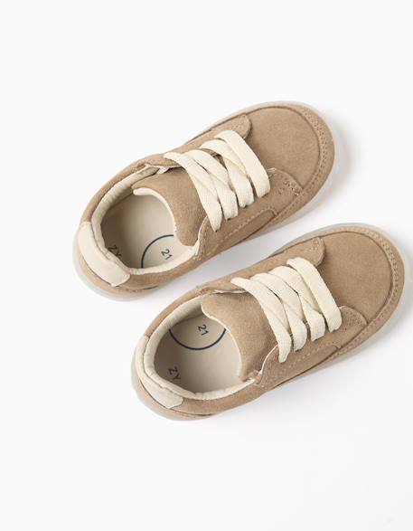 Baskets en daim à lacets Beige 3 - vertbaudet enfant 