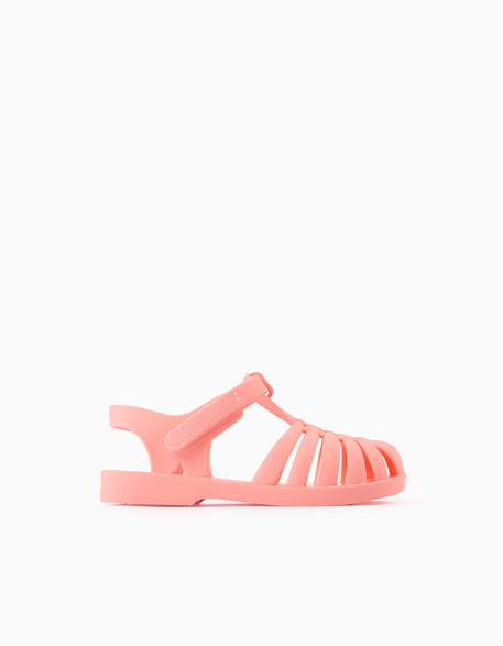 Sandales jelly avec fermeture à scratch Corail clair 1 - vertbaudet enfant 