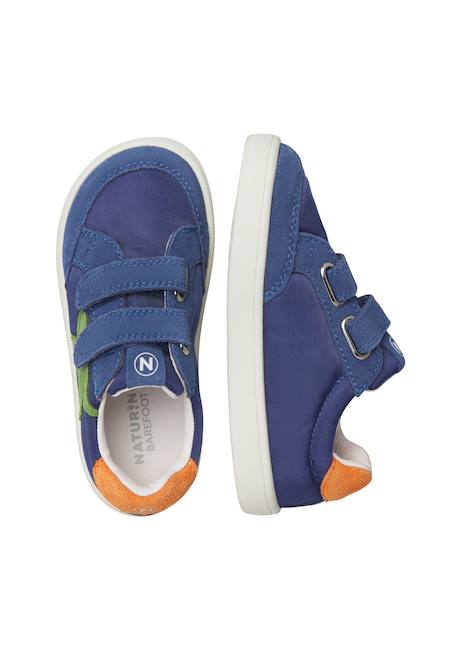 Sneakers en cuir et tissu barefoot zunki vl. Bleu ciel-vert-+Rose-bleu ciel- 4 - vertbaudet enfant 