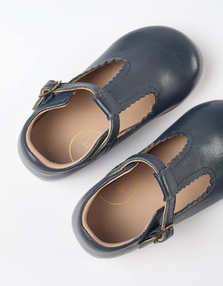 Salomés mary jane en cuir Bleu 2 - vertbaudet enfant 