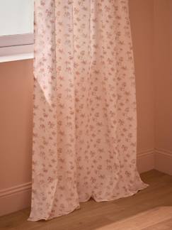 Linge de maison et décoration-Décoration-Rideau voilage percale de coton imprimé fleurs rose