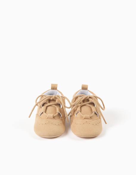 Chaussures en suédine avec détails perforés Beige foncé 1 - vertbaudet enfant 