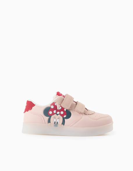 Baskets bi-matière lumineuses avec minnie Rose clair 1 - vertbaudet enfant 