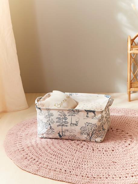Bac de rangement rectangle esprit toile de jouy Bleu+Rose+Vert 1 - vertbaudet enfant 