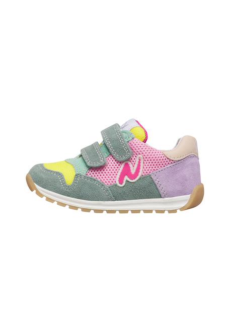 Sneakers en cuir et tissu sammy 3 vl. Beige-vert+Bleu foncé-orange+Céleste-jaune+Gris-bleu+Rose-fuchsia+Sage-rose 28 - vertbaudet enfant 