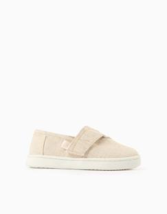 Chaussures-Chaussures bébé 17-26-Espadrilles en lin avec fermeture à scratch