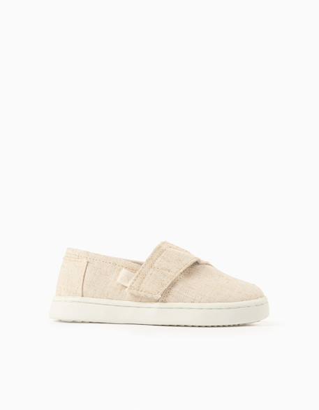 Espadrilles en lin avec fermeture à scratch Beige+Bleu 1 - vertbaudet enfant 