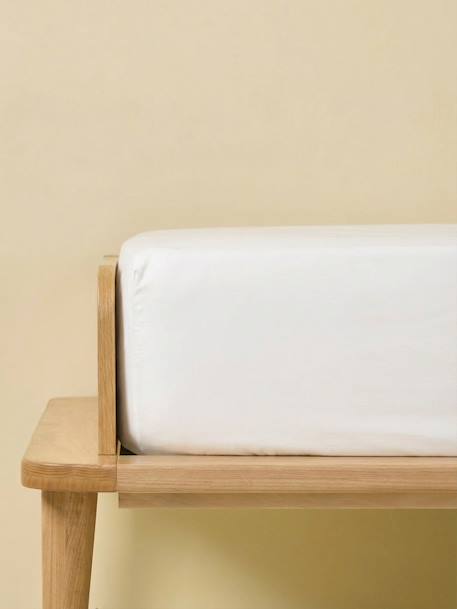 Drap housse en percale de coton Blanc casse 1 - vertbaudet enfant 