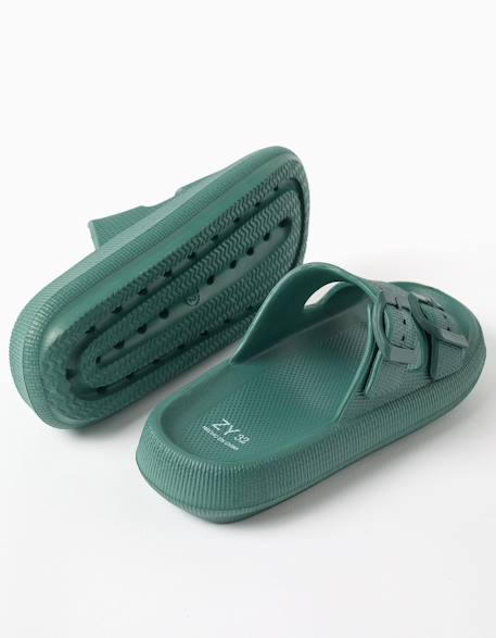 Sandales en caoutchouc avec double boucle Orange sombre+Vert foncé 6 - vertbaudet enfant 