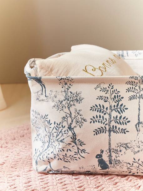 Bac de rangement rectangle esprit toile de jouy Bleu+Rose+Vert 2 - vertbaudet enfant 