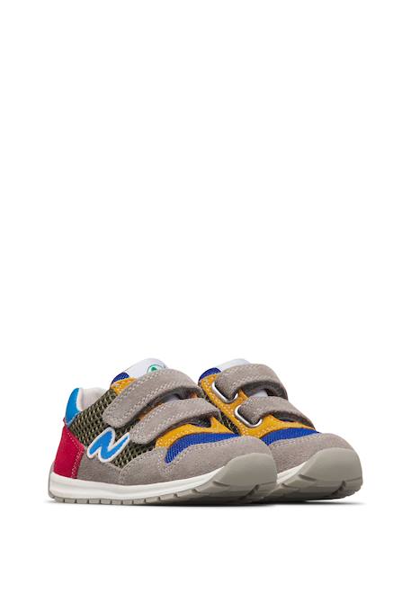 Sneakers en cuir et tissu sammy 3 vl. Beige-vert+Bleu foncé-orange+Céleste-jaune+Fuchsia-vert+Gris-bleu+Rose-fuchsia+Rose-jaune+Rouge-vert+Sage-rose 22 - vertbaudet enfant 