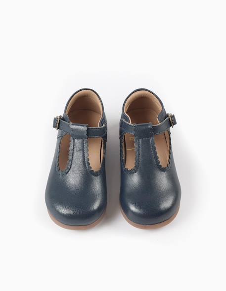 Salomés mary jane en cuir Bleu 3 - vertbaudet enfant 