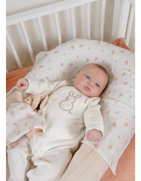 Pyjama bébé velours brodé Ecru 2 - vertbaudet enfant 