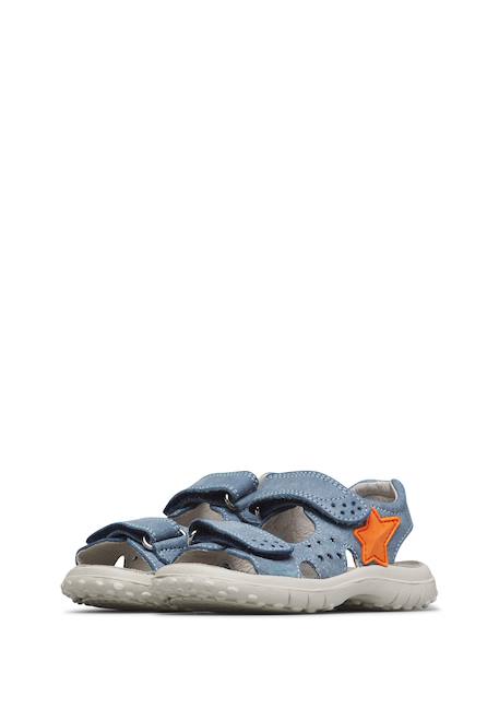 Sandales en cuir avec étoile dock Beige-+Bleu-jaune+Céleste-orange+Marine- 15 - vertbaudet enfant 