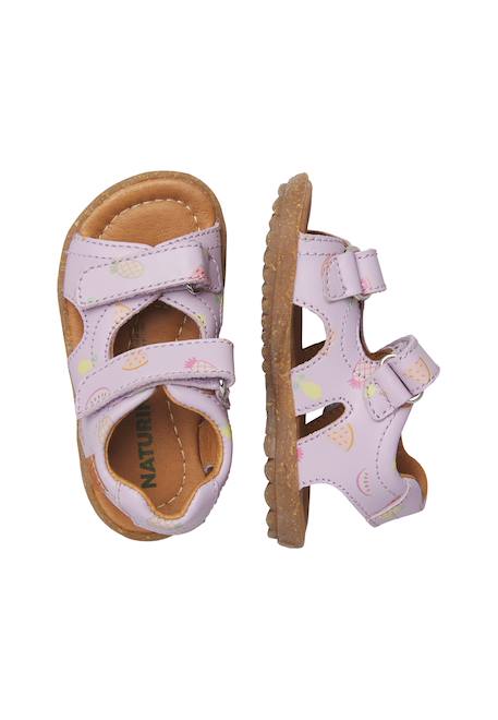 Sandales en cuir avec imprimé fruits sky Lilas- 4 - vertbaudet enfant 