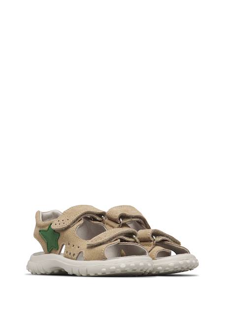 Sandales en cuir avec étoile dock Beige-+Bleu-jaune+Céleste-orange+Marine- 2 - vertbaudet enfant 