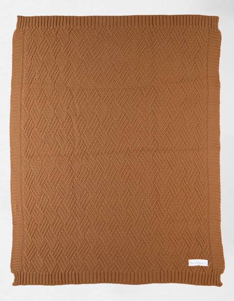 Couverture en tricot bio Bleu+Marron+Rose 11 - vertbaudet enfant 