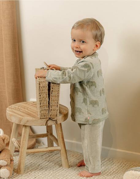 Pyjama bébé coton jacquard Vert 2 - vertbaudet enfant 