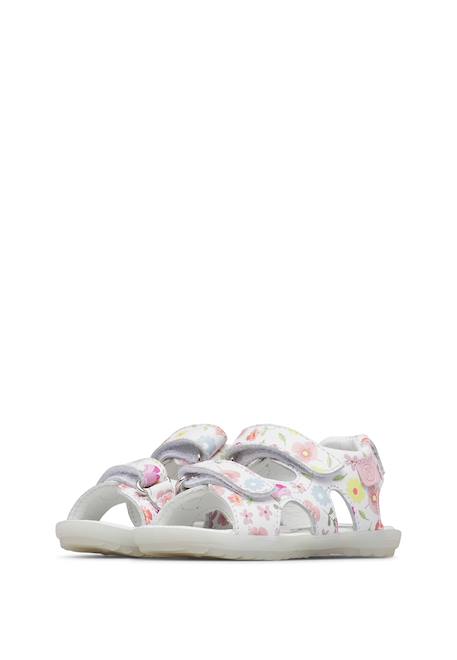 Sandales en cuir avec imprimé fleuri sky Blanc-rose 5 - vertbaudet enfant 