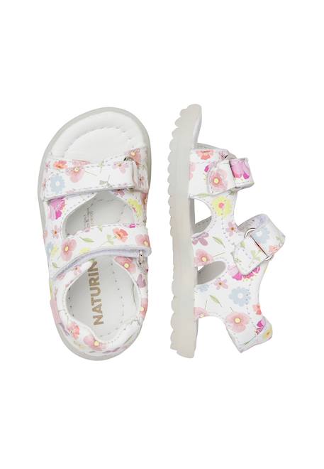 Sandales en cuir avec imprimé fleuri sky Blanc-rose 4 - vertbaudet enfant 