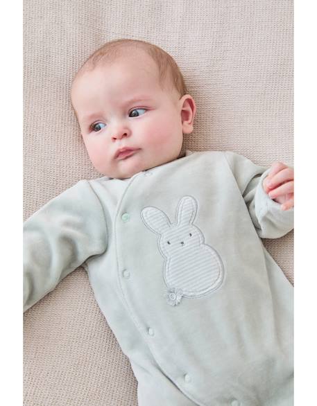 Pyjama en velours côtelé lapin Vert 2 - vertbaudet enfant 