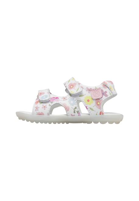 Sandales en cuir avec imprimé fleuri sky Blanc-rose 3 - vertbaudet enfant 