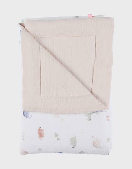 Couverture bébé 75* mousseline de coton bio Ecru 5 - vertbaudet enfant 