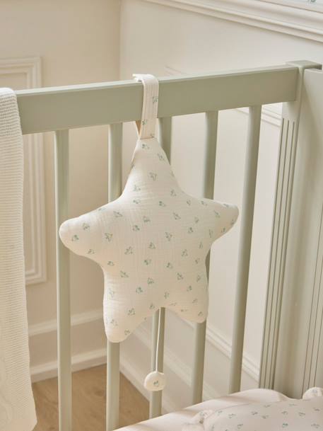 Étoile musicale en gaze de coton Beige clair imprime+Imprimé  hirondelles+Vichy vert 3 - vertbaudet enfant 