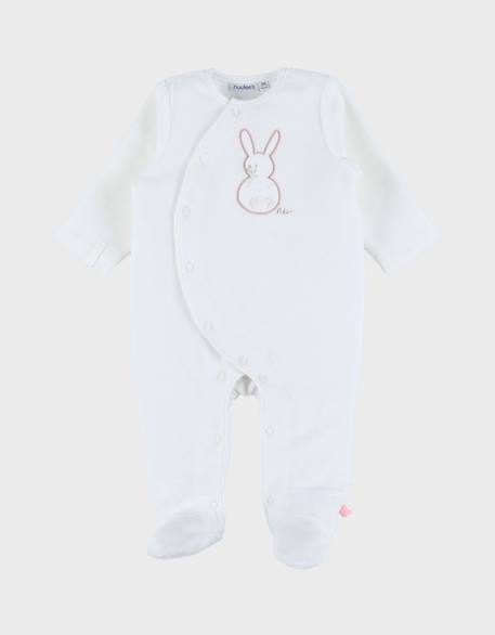 Pyjama bébé velours brodé Ecru 1 - vertbaudet enfant 