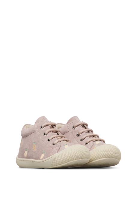 Chaussures premiers pas en suède cocoon embr.lemonsoda Rose poudré- 2 - vertbaudet enfant 