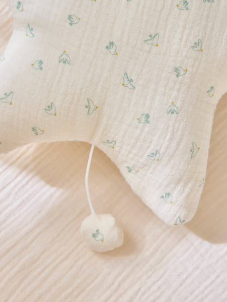 Étoile musicale en gaze de coton Beige clair imprime+Imprimé  hirondelles+Vichy vert 4 - vertbaudet enfant 