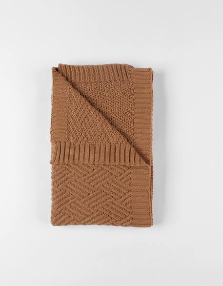 Couverture en tricot bio Bleu+Marron+Rose 12 - vertbaudet enfant 