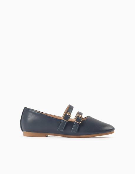 Ballerines à brides avec boucle décorative Bleu foncé 1 - vertbaudet enfant 