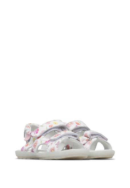 Sandales en cuir avec imprimé fleuri sky Blanc-rose 2 - vertbaudet enfant 