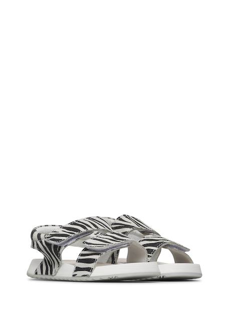 Sandales en cuir avec imprimé animalier salny. Blanc-noir 2 - vertbaudet enfant 