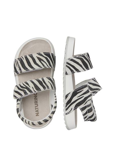 Sandales en cuir avec imprimé animalier salny. Blanc-noir 4 - vertbaudet enfant 